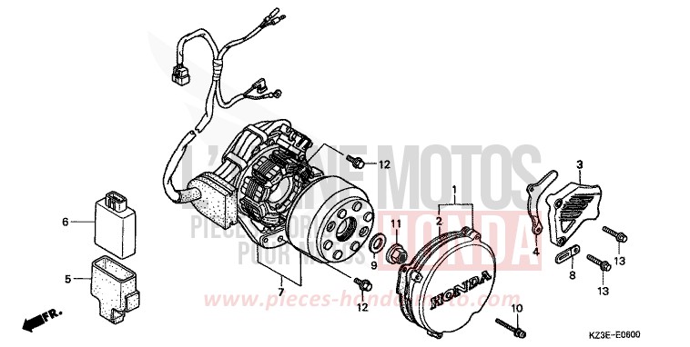 PANNEAU CARTER-MOTEUR G. de CR250R EXPLOSION RED (R254) 2001