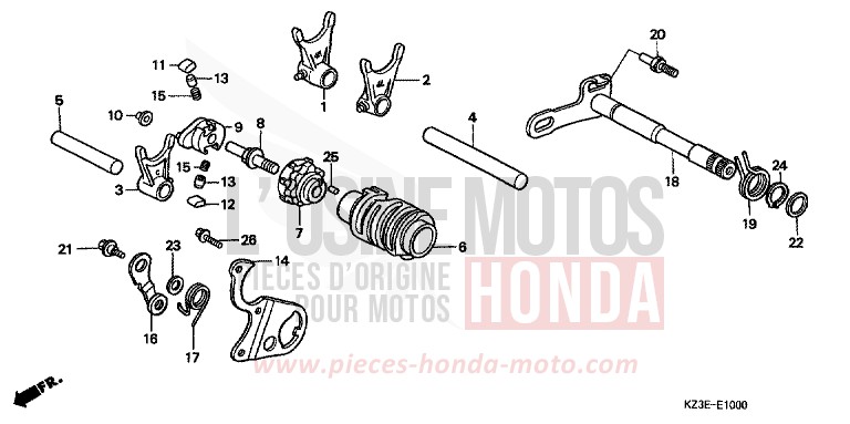 BARILLET DE SELECTION de CR250R EXPLOSION RED (R254) 2001