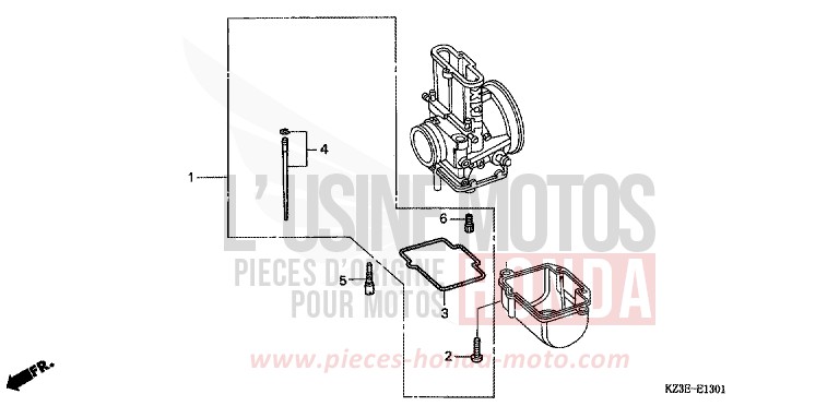 KIT, O.P. CARBURATEUR (2) de CR250R EXPLOSION RED (R254) 2001