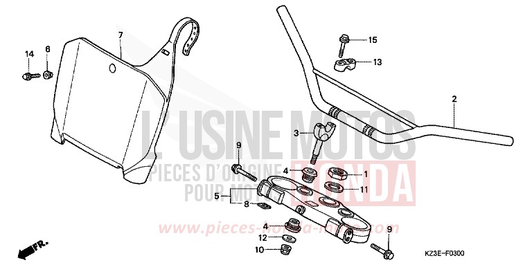 TUYAU DE GUIDON de CR250R EXPLOSION RED (R254) 2001