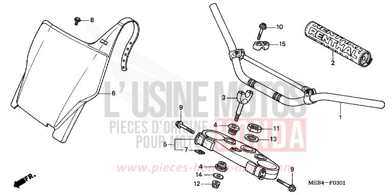 TUYAU DE GUIDON/PONT SUPERIEUR (CR125R4-7) de CR125R EXTREME RED (R292) 2006
