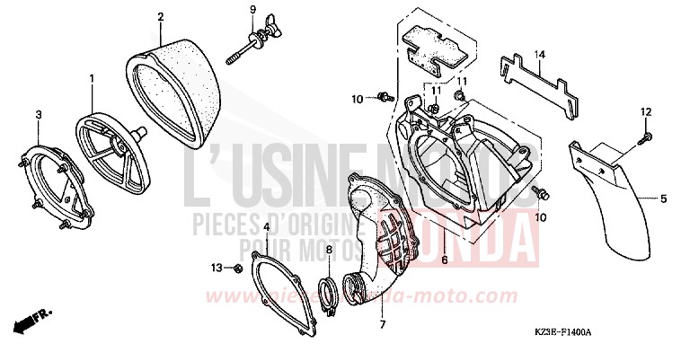 FILTRE A AIR de CR250R EXPLOSION RED (R254) 2001