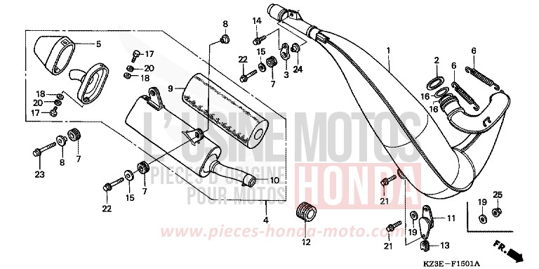 CHAMBRE D'EXPANSION (2) de CR250R EXPLOSION RED (R254) 2001