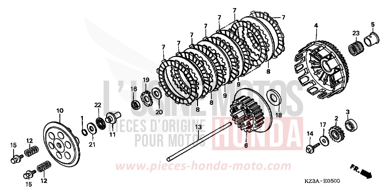 EMBRAYAGE de CR250R EXPLOSION RED (R254) 2002