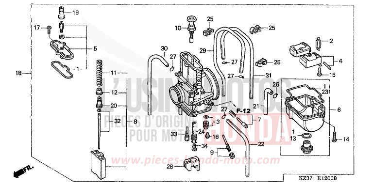 CARBURATEUR (CR250R2,3) de CR250R EXPLOSION RED (R254) 2002