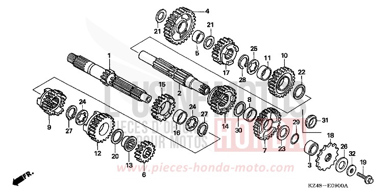 BOITE DE VITESSES de CR125R EXTREME RED (R292) 2007
