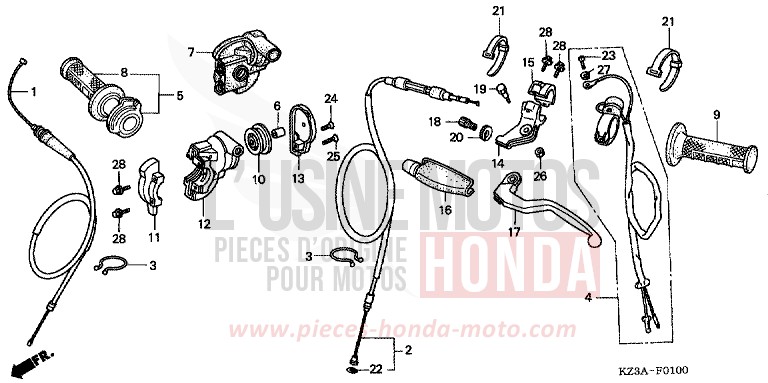 LEVIER DE GUIDON/COMMUTATEUR/CABLE (CR250R2,3) de CR250R EXPLOSION RED (R254) 2002