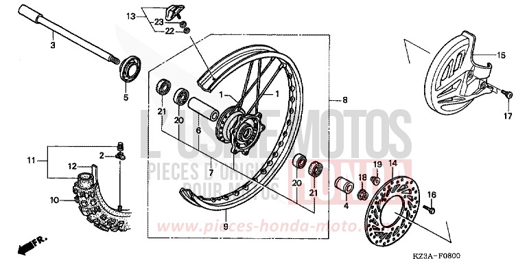 ROUE AVANT de CR125R EXTREME RED (R292) 2007