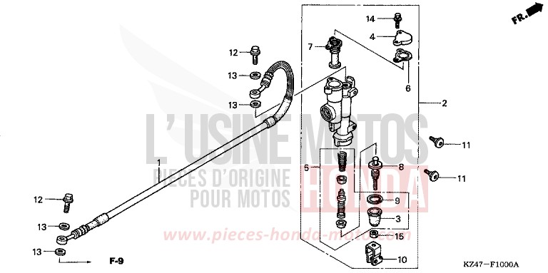 MAITRE-CYLINDRE FREIN AR. CYLINDRE de CR125R EXTREME RED (R292) 2007