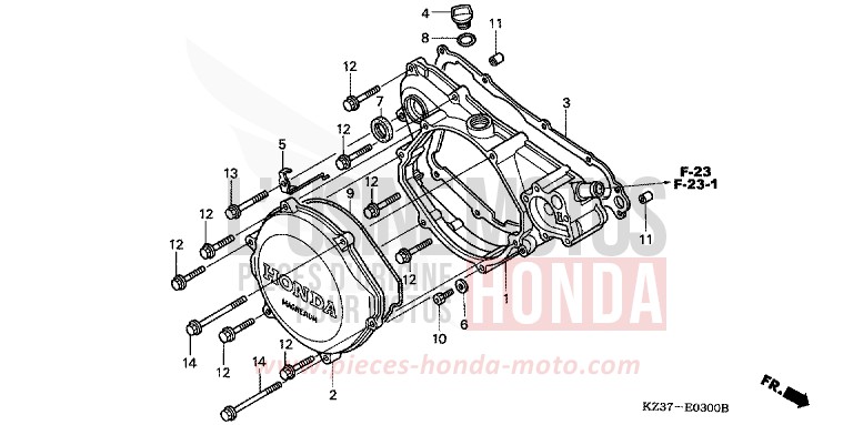 PANNEAU CARTER-MOTEUR D. de CR250R EXPLOSION RED (R254) 2003