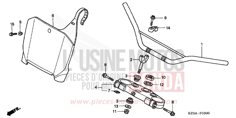 TUYAU DE GUIDON/PONT SUPERIEUR (CR250R2,3) de CR250R EXPLOSION RED (R254) 2003