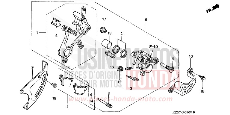 ETRIER DE FREIN ARRIERE de CR250R EXPLOSION RED (R254) 2003