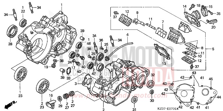 CARTER MOTEUR (CR250R4) de CR250R EXTREME RED (R292) 2004