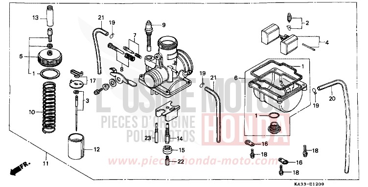 CARBURATEUR (1) de CR125R FLASH RED (R119) 1984