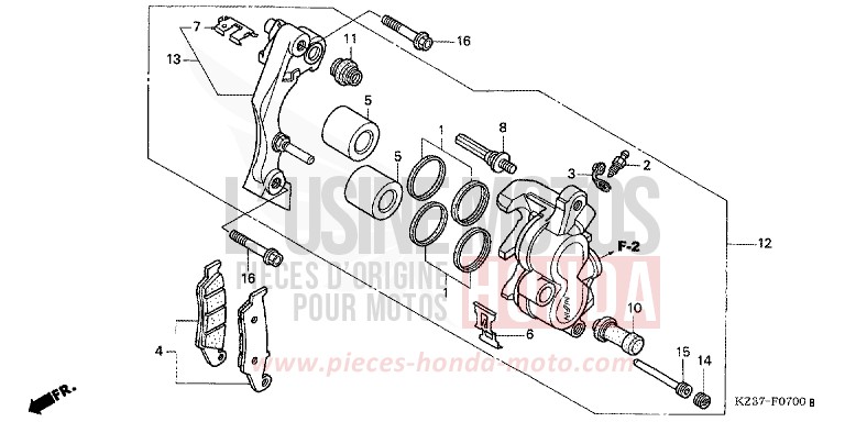 ETRIER DE FREIN AVANT de CR250R EXTREME RED (R292) 2004