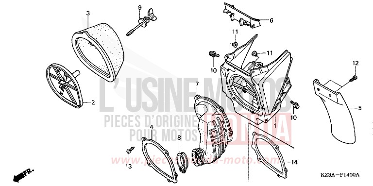 FILTRE A AIR (CR250R2-4) de CR250R EXTREME RED (R292) 2004