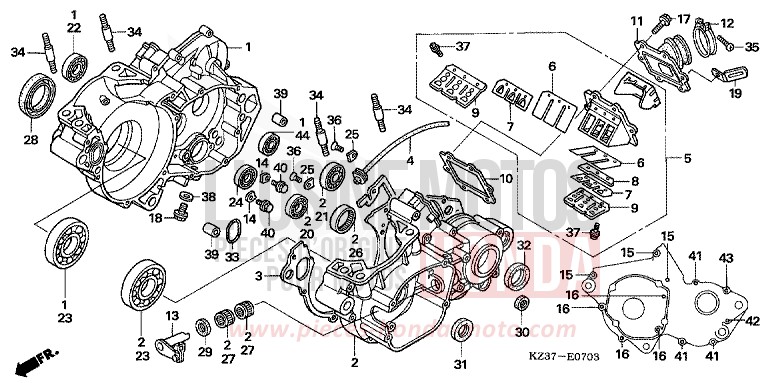 CARTER MOTEUR (CR250R5-7) de CR250R EXTREME RED (R292) 2005