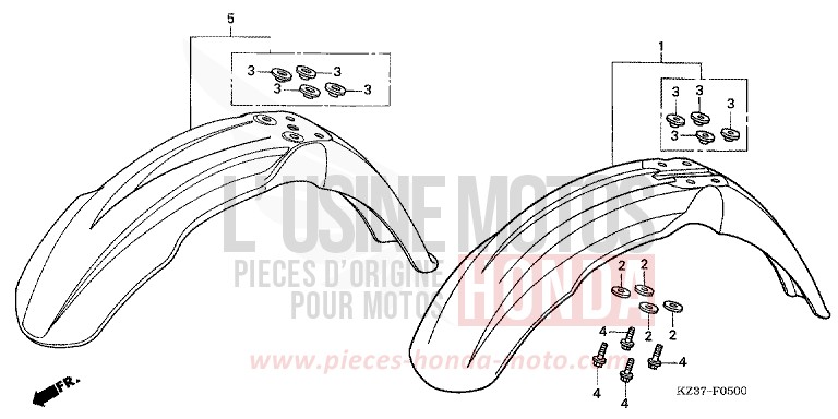 AILE AVANT de CR250R EXTREME RED (R292) 2005