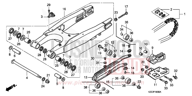 BRAS OSCILLANT de CR250R EXTREME RED (R292) 2005