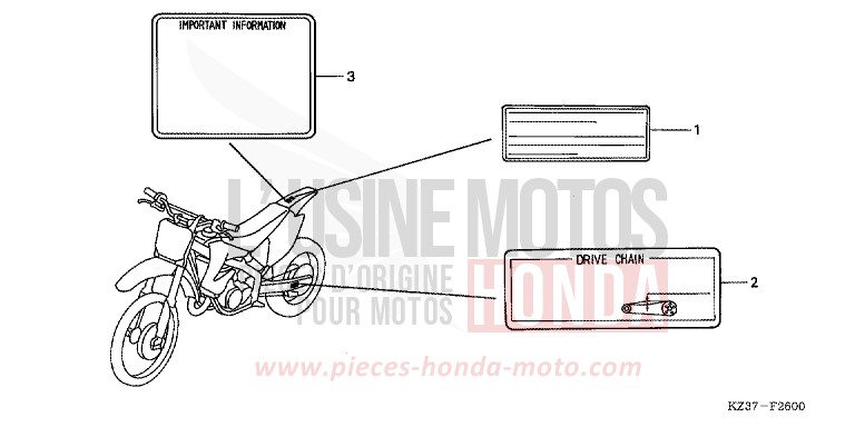 ETIQUETTE DE PRECAUTIONS de CR250R EXTREME RED (R292) 2005