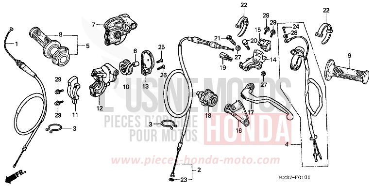 LEVIER DE GUIDON/COMMUTATEUR/CABLE (CR250R4-7) de CR250R EXTREME RED (R292) 2006