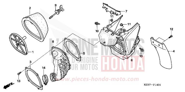 FILTRE A AIR (CR250R5-7) de CR250R EXTREME RED (R292) 2006