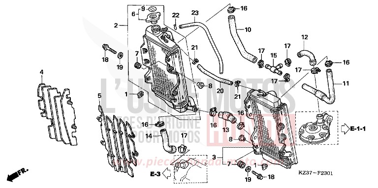 RADIATEUR (CR250R5-7) de CR250R EXTREME RED (R292) 2006