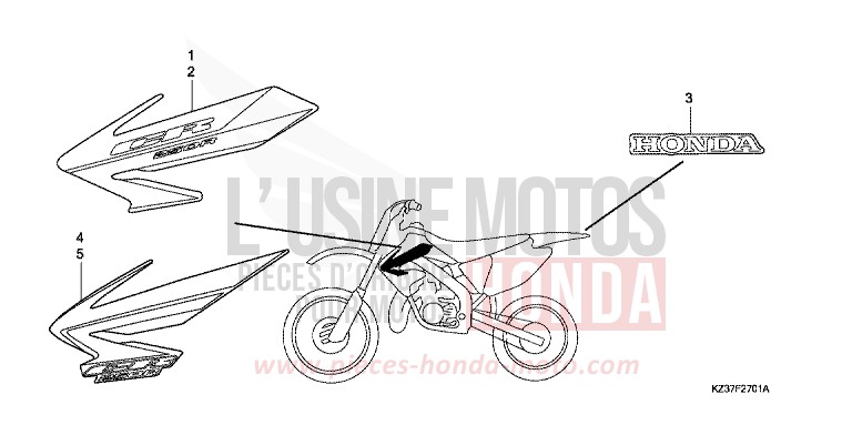 MARQUE (CR250R6,7) de CR250R EXTREME RED (R292) 2007