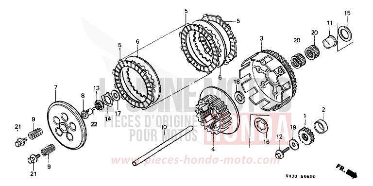 EMBRAYAGE de CR125R FLASH RED (R119) 1985