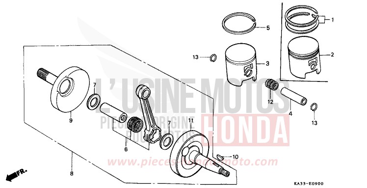 VILEBREQUIN/PISTON de CR125R FLASH RED (R119) 1985