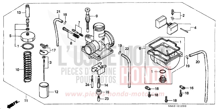CARBURATEUR (1) de CR250R FLASH RED (R119) 1984