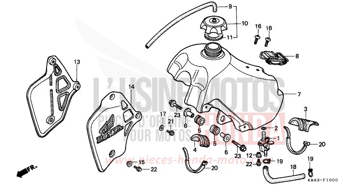 RESERVOIR A CARBURANT (1) de CR250R FLASH RED (R119) 1984