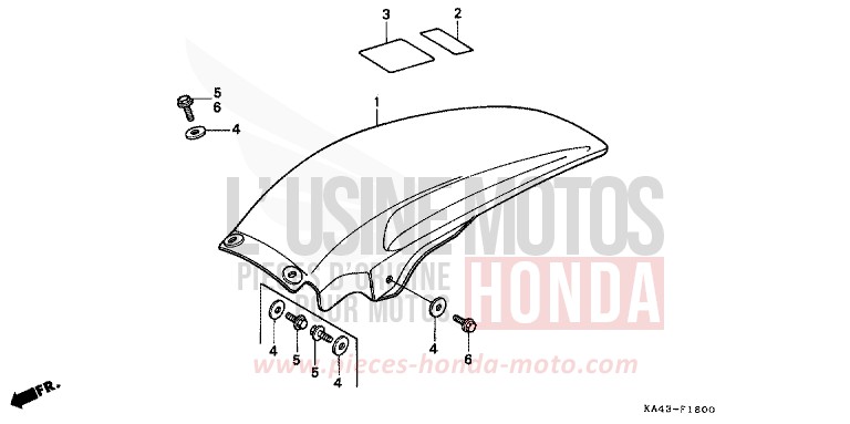 GARDE-BOUE ARRIERE de CR250R FLASH RED (R119) 1984
