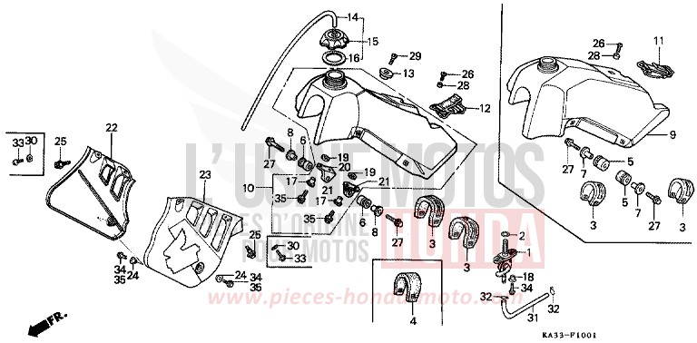 RESERVOIR A CARBURANT (2) de CR125R FLASH RED (R119) 1985