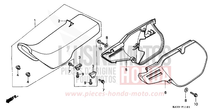 SIEGE/COUVERCLE LATERAL (2) de CR125R FLASH RED (R119) 1985