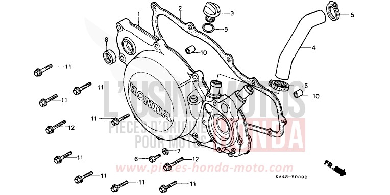 PANNEAU CARTER-MOTEUR D. (1) de CR250R FLASH RED (R119) 1985