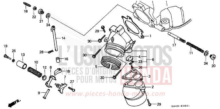 COLLECTEUR D'ECHAPPEMENT (2) de CR250R FLASH RED (R119) 1985