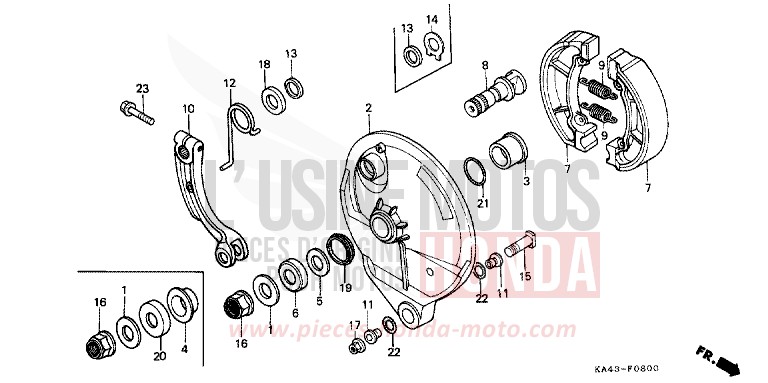 PANNEAU DE FREIN ARRIERE (1) de CR250R FLASH RED (R119) 1985