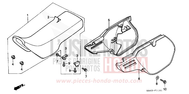 SIEGE/COUVERCLE LATERAL (2) de CR250R FLASH RED (R119) 1985