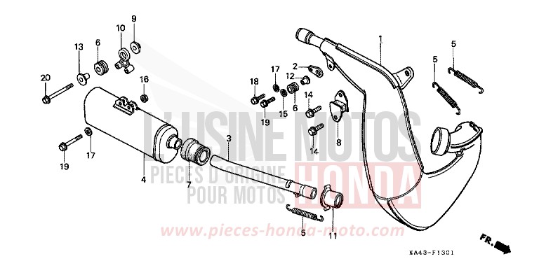 CHAMBRE D'EXPANSION (2) de CR250R FLASH RED (R119) 1985