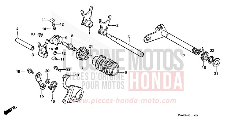 BARILLET DE SELECTION de CR250R FLASH RED (R119) 1986