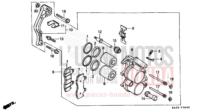 ETRIER DE FREIN AVANT (1) de CR125R FLASH RED (R119) 1986