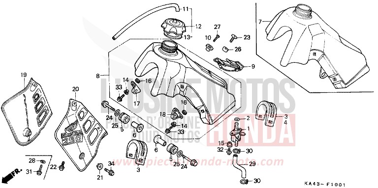 RESERVOIR A CARBURANT (2) de CR250R FLASH RED (R119) 1986