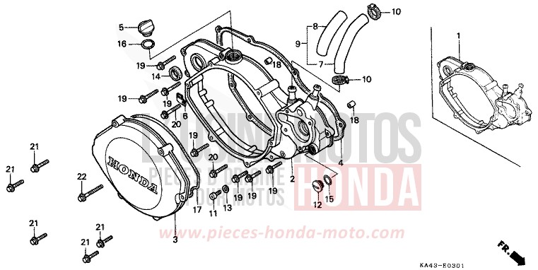PANNEAU CARTER-MOTEUR D. (2) de CR250R FLASH RED (R119) 1987