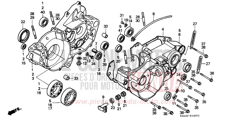 CARTER MOTEUR de CR250R FLASH RED (R119) 1987