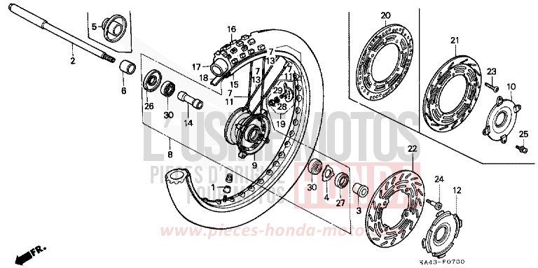 ROUE AVANT de CR250R FLASH RED (R119) 1987