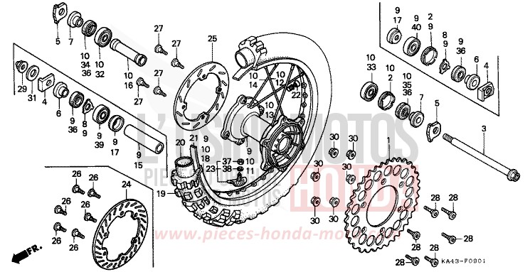 ROUE ARRIERE (2) de CR250R FLASH RED (R119) 1987