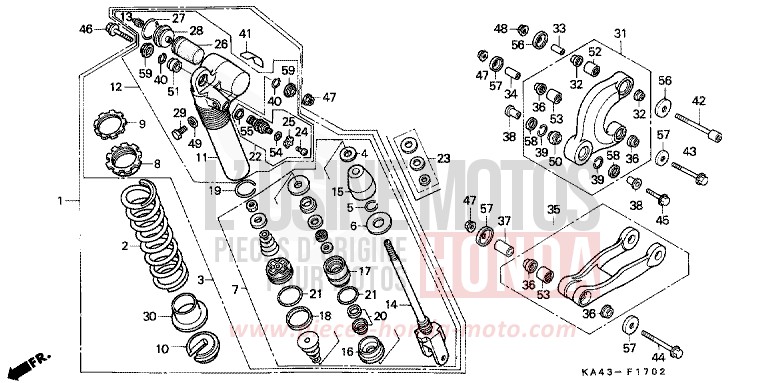 COUSSIN ARRIERE (3) de CR250R FLASH RED (R119) 1987