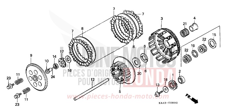 EMBRAYAGE de CR250R FIGHTING RED (R134) de 1988