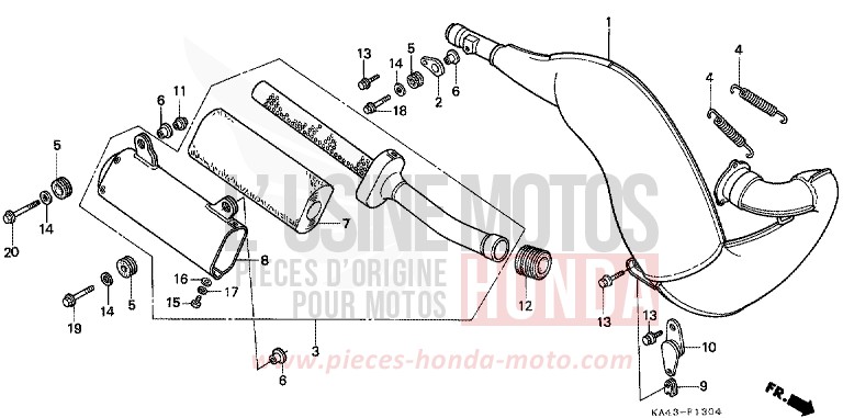 CHAMBRE D'EXPANSION (5) de CR250R FIGHTING RED (R134) de 1988
